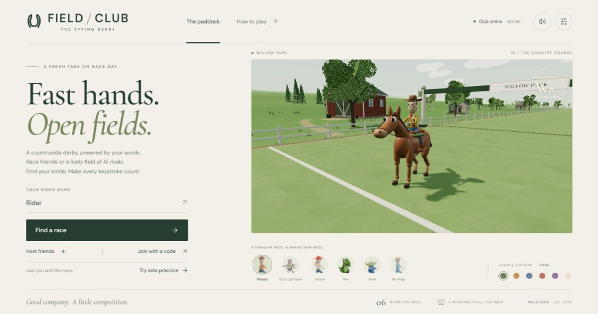 Field Club — Multiplayer Typing Horse Racing Game